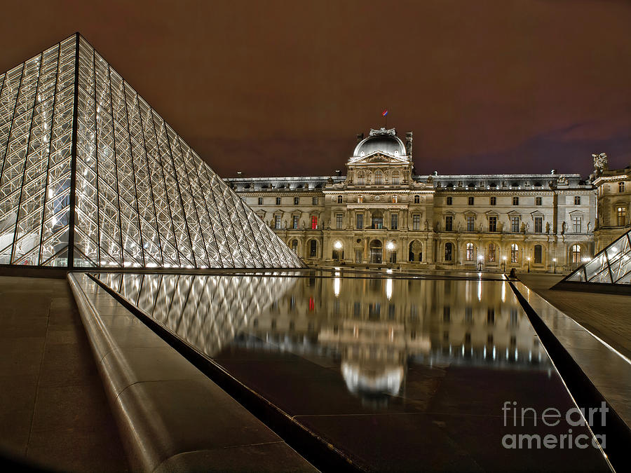  sensational architecture - PARIS, LOUVRE AT NIGHT AND RED WINDOW, FRANCE,  PARIS  Photograph by Tatiana Bogracheva