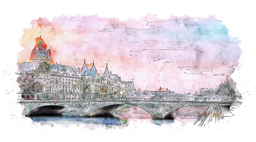 Paris Panorama - 06 Painting by AM FineArtPrints