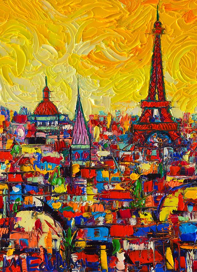 PARIS ABSTRACT CITYSCAPE 73 textured impasto palette knife oil painting Ana Maria Edulescu Painting by Ana Maria Edulescu
