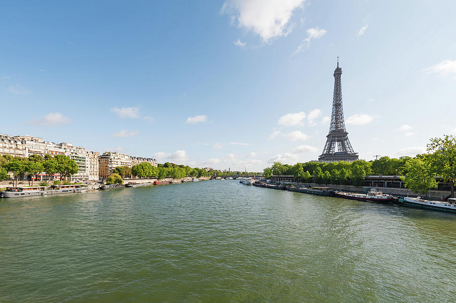 Paris and Eiffel tower with river Seine on a s Photograph by Philippe Lejeanvre