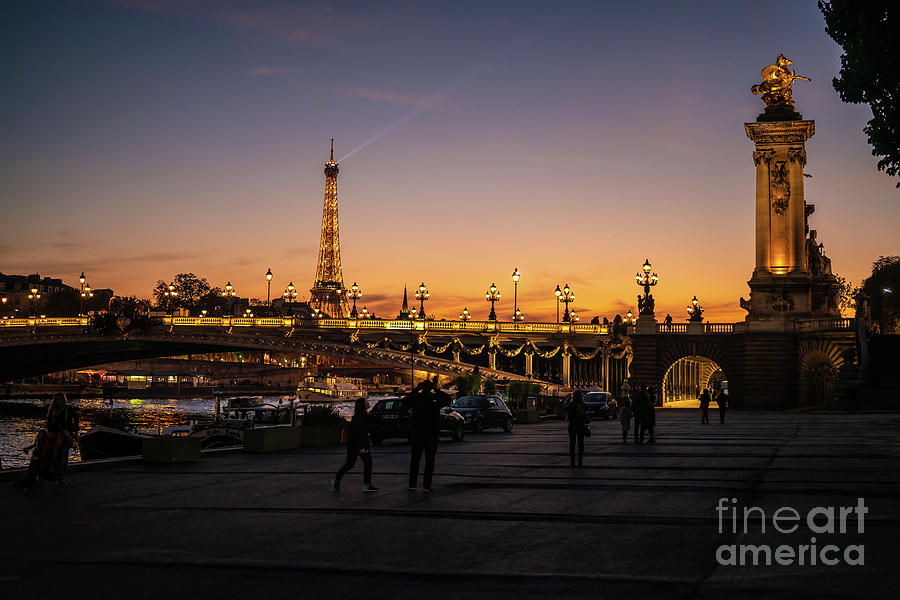 Paris Photograph - Paris at Night Along the Banks of the Seine by Mike Reid