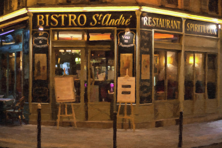 Paris Bistro by Night Digital Art by Melanie Alexandra Price