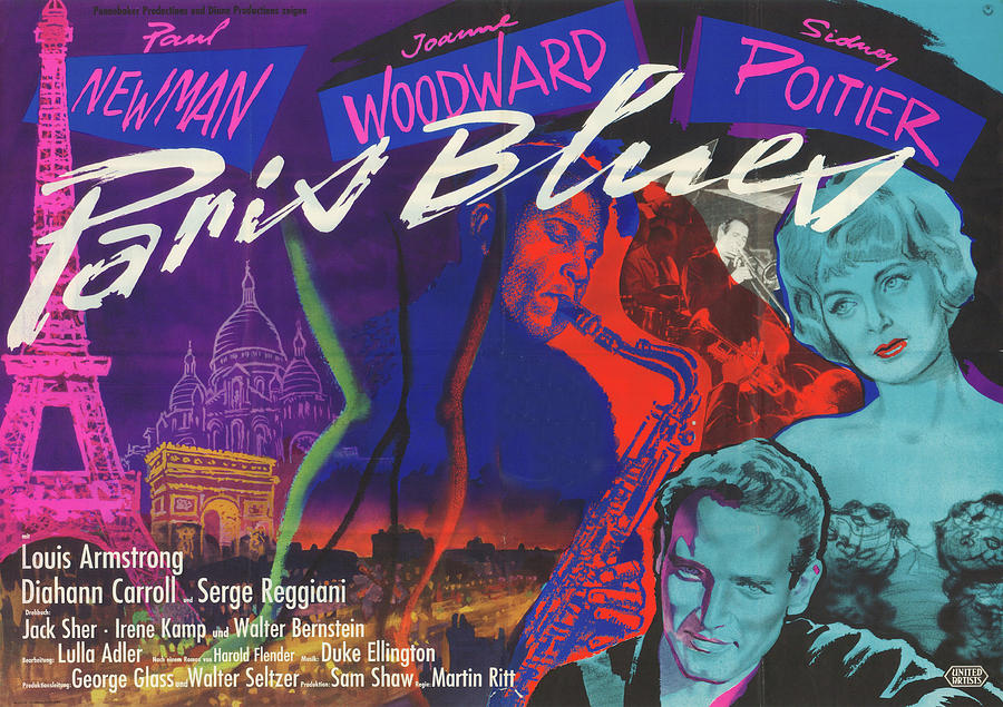 Paul Newman Mixed Media - Paris Blues, 1961 by Movie World Posters