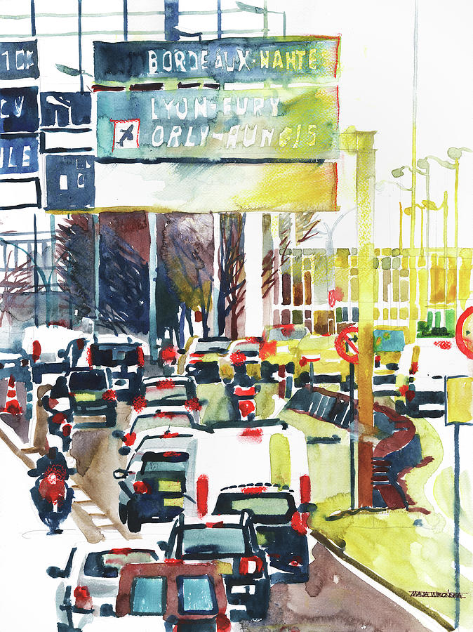 Paris Boulevard Peripherique Painting by Maja Wronska - Fine Art America