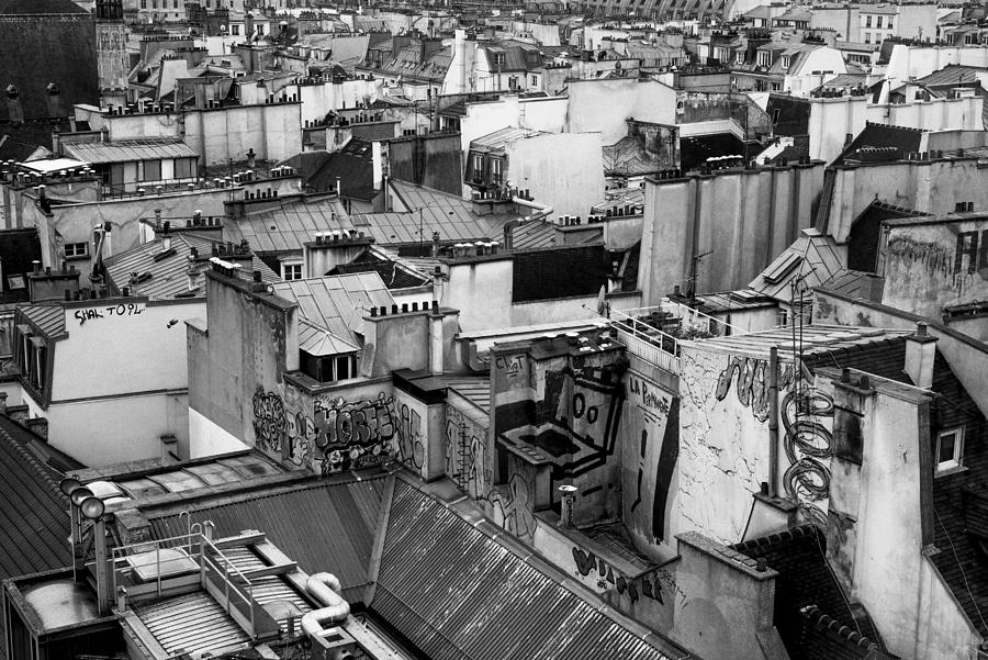 Paris buildings Roof in black & white Photograph by Vadim Krisyan