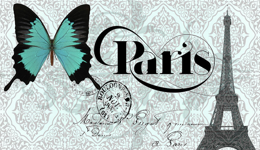 Paris Butterfly Postcard Digital Art