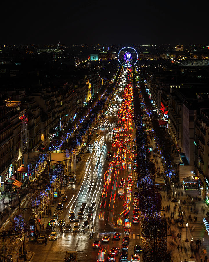 Paris by Night Avenue des Champs Elysees Photograph by Travel Quest Photography