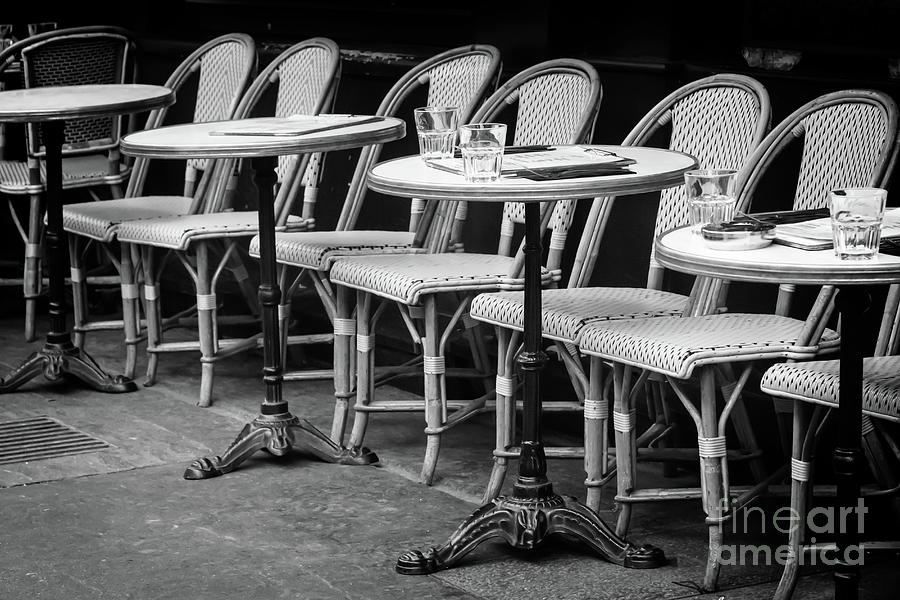 Paris Photograph - Paris cafe black and white by Delphimages Paris Photography
