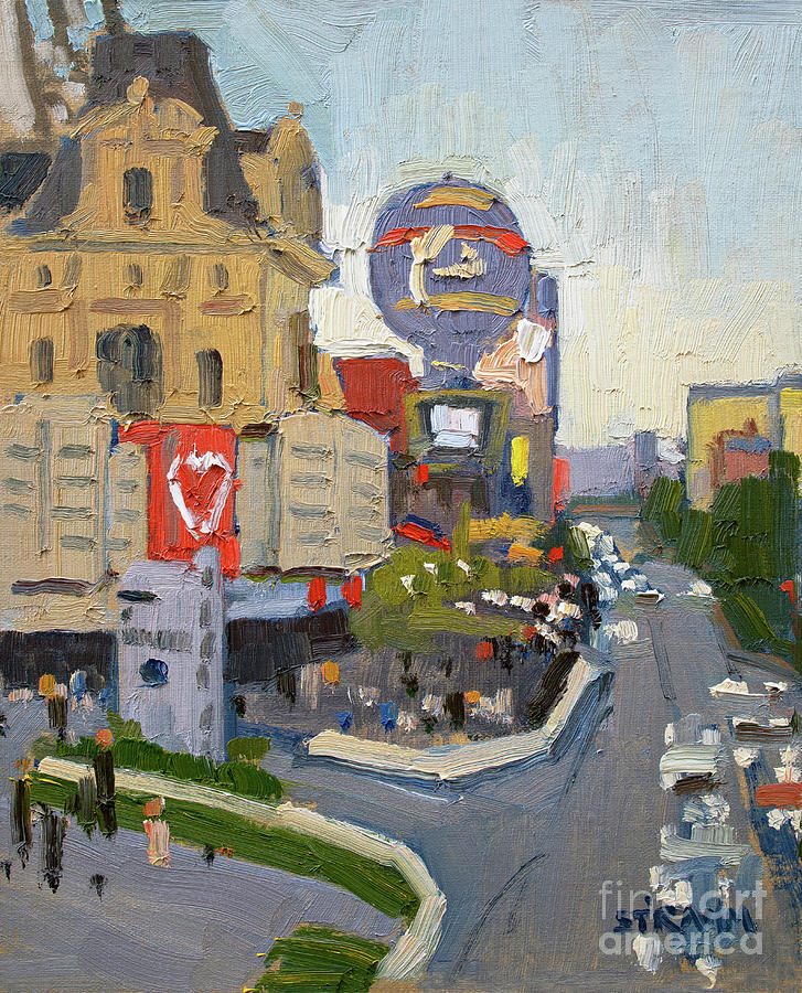 Paris Casino and Hotel on the Strip - Las Vegas, Nevada Painting by Paul Strahm