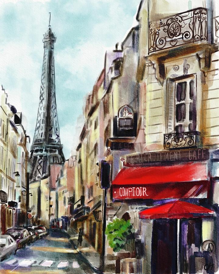 Paris Cityscape Painting Eiffel Tower Art Painting By Tamar Chkhaide 