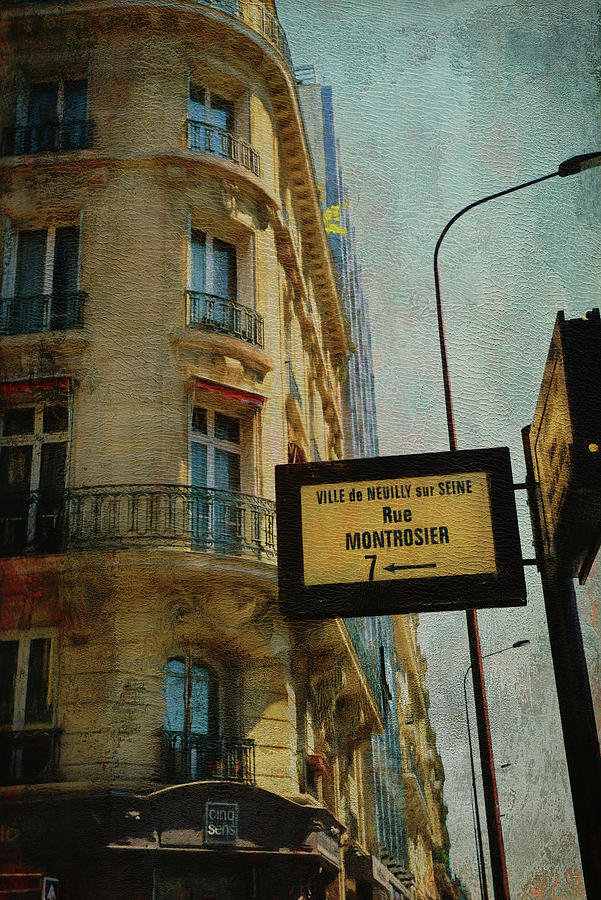 Paris Corner - Street Sign - Digital Painting Photograph by Maria Angelica Maira