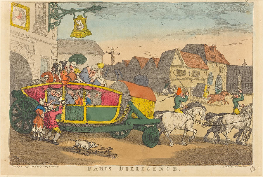 Paris Diligence Drawing by Thomas Rowlandson