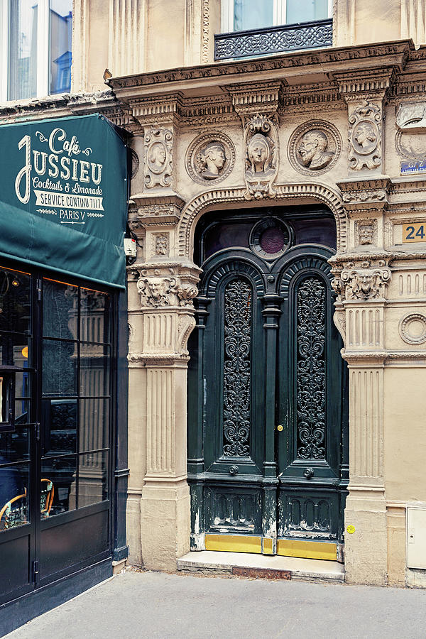 Paris Doors - Cafe Jussieu Photograph by Melanie Alexandra Price