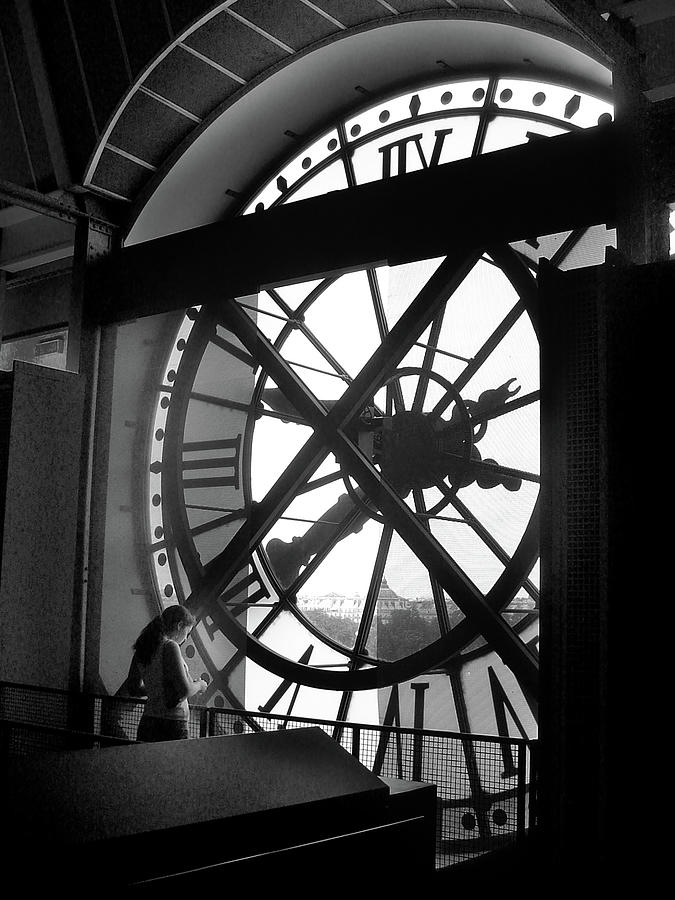 Paris - D'Orsay Museum Clock monochrome Photograph by Michael ...