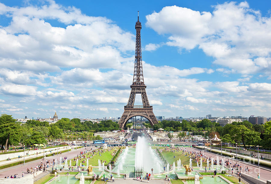 Paris Eiffel tower and Trocadero fountains, France Photograph by Neale ...