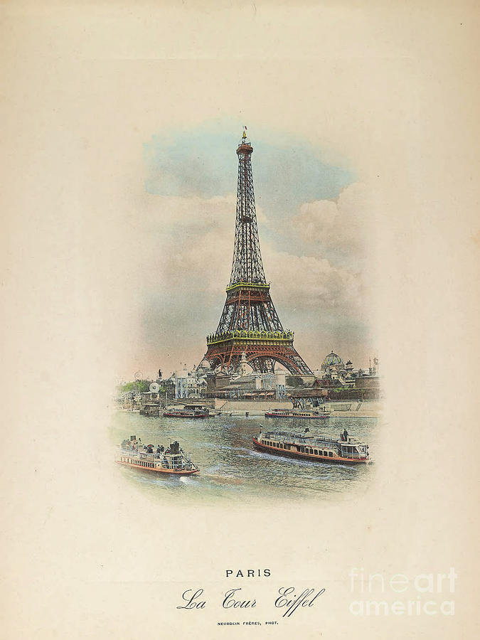 Paris Eiffel Tower Antique Art Photo Photograph