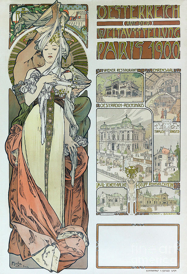 Paris Exposition Ad Drawing by Alphonse Mucha