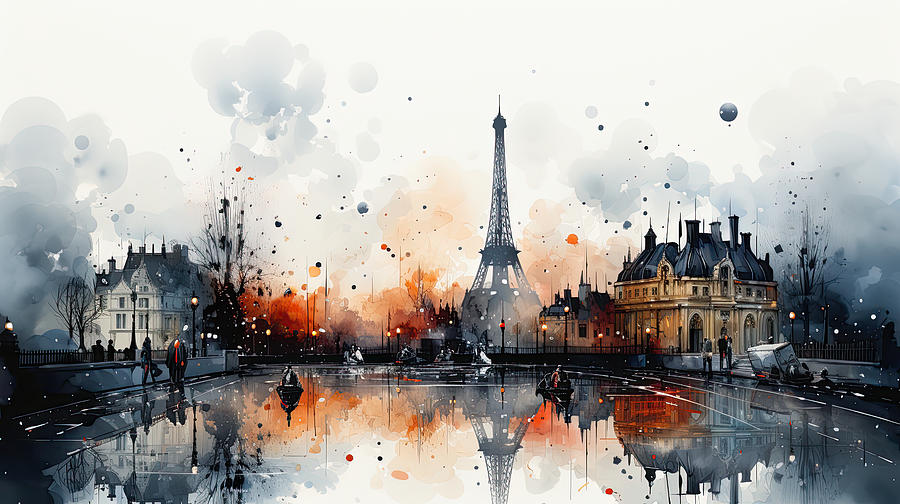 Paris France And Eiffel Digital Art