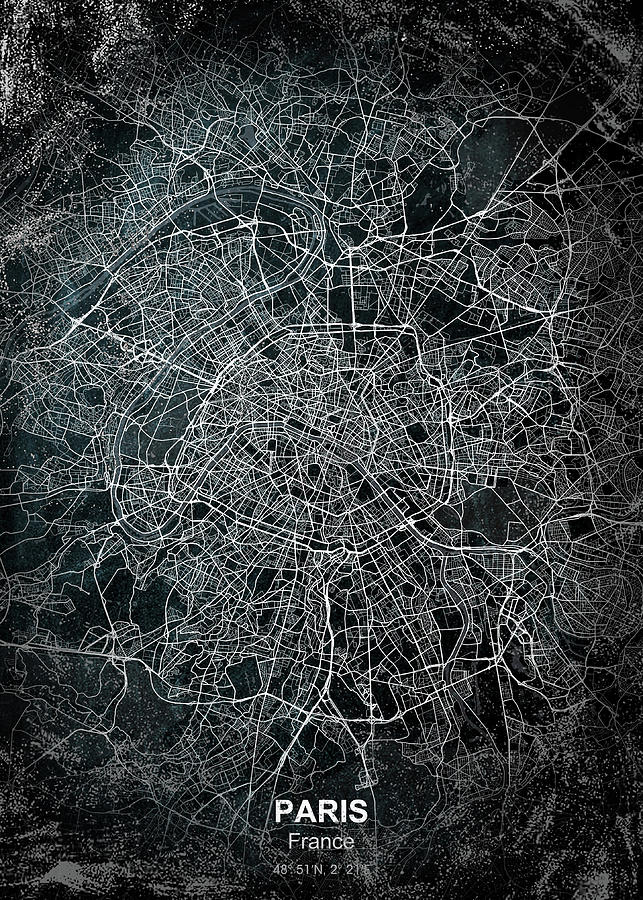 Paris France Chalkboard Map Digital Art by Projectx Collection