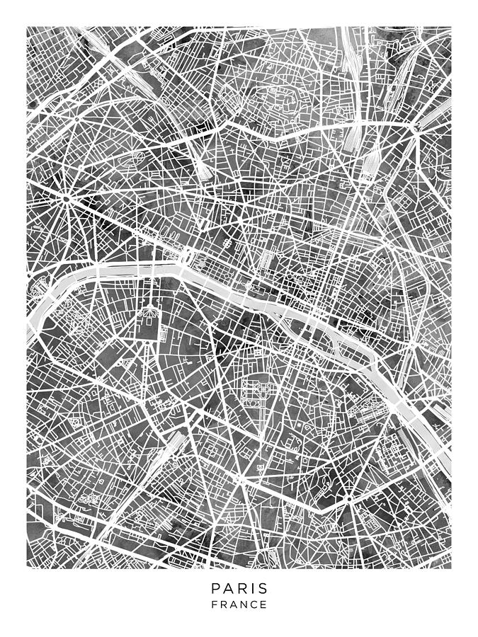 Paris France City Map #90 Digital Art by Michael Tompsett