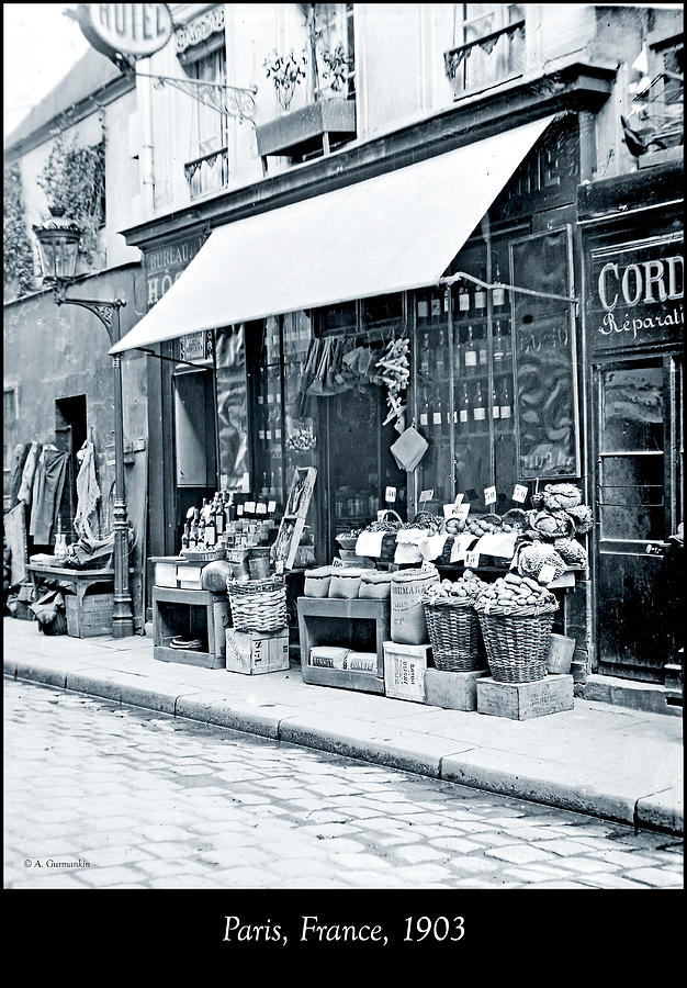 Paris, France, Side Street with Shops, 1903 Photograph by A Macarthur Gurmankin