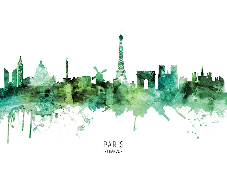 Paris France Skyline #01 Digital Art by Michael Tompsett