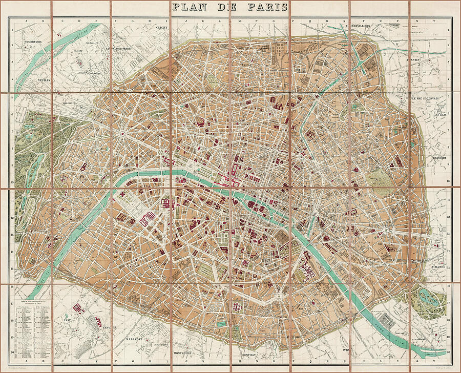 Paris France Vintage Map 1889 Photograph by Carol Japp | Pixels