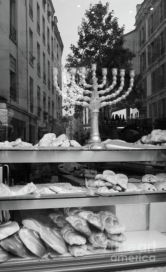 Paris. Hanukkah Menorah in bakery window. Photograph by Elena Dijour Fine Art America