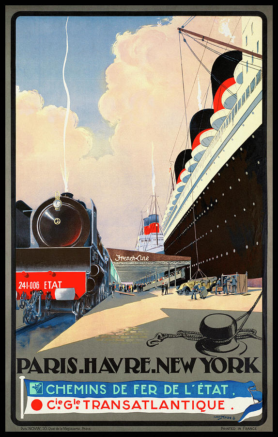 Paris Photograph - Paris Havre New York Retro Vintage Travel Poster 1920 by Carol Japp