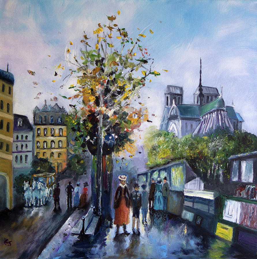 Fall in Paris Painting by Evelyn Snyder