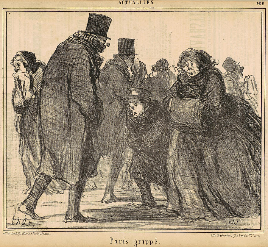 Paris influenza 2 Drawing by Honore Daumier