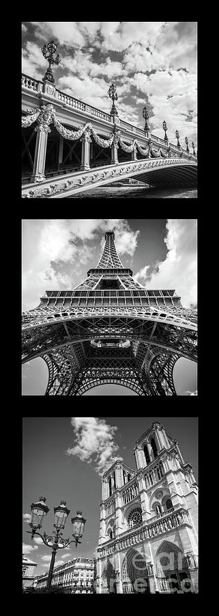 Paris landmarks vertical triptych Photograph by Delphimages Paris Photography