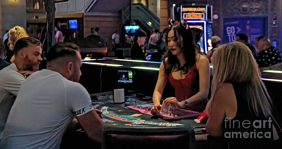 Paris Las Vegas Hotel and Casino Blackjack Table Gambling in Las Vegas Nevada Photograph by David Oppenheimer