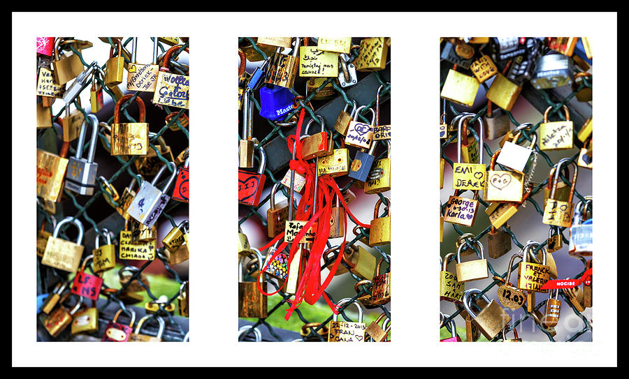 Paris Love Locks Triptych Photograph by John Rizzuto