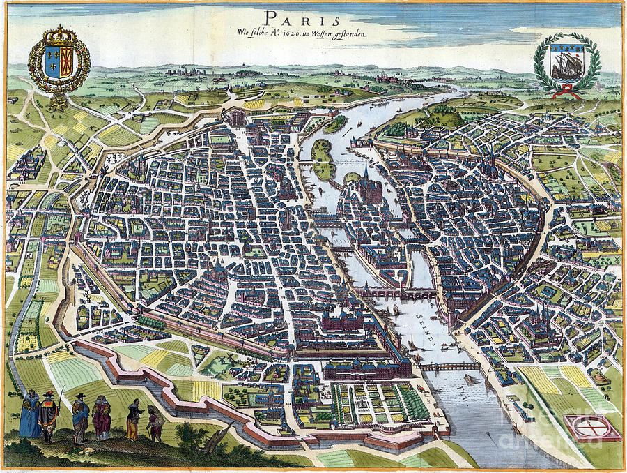 Paris Map, 1655 Drawing by Caspar Merian