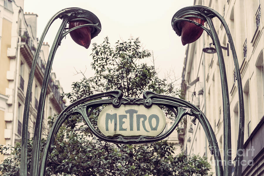 Paris metro vintage sign Photograph by Delphimages Paris Photography