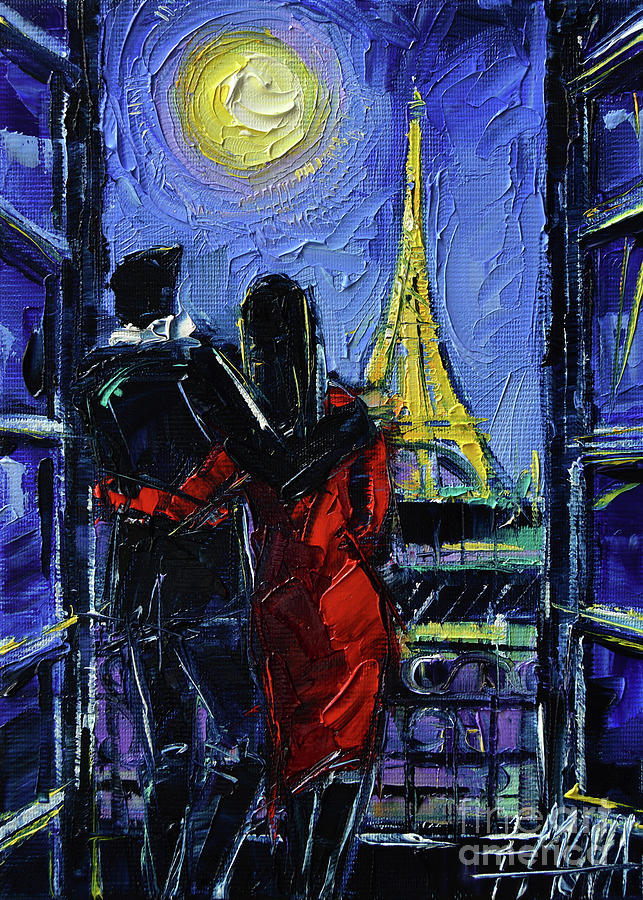 PARIS MON AMOUR - Palette Knife Oil Painting Mona Edulesco Painting by Mona Edulesco