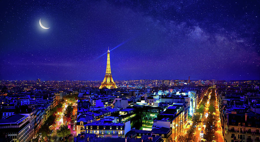 Paris Night Sky Galaxy Photograph by Ali Nasser