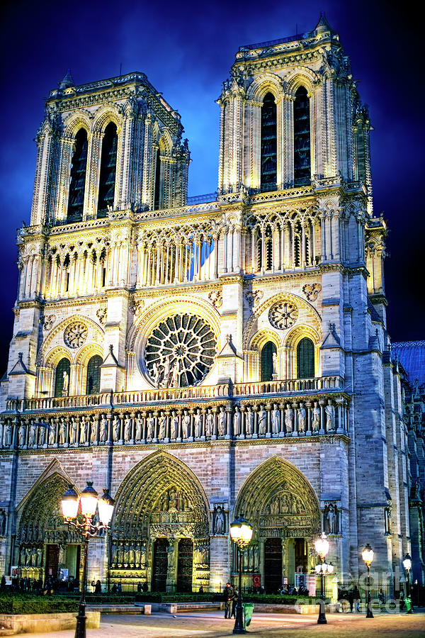 Paris Notre Dame at Night in France Photograph by John Rizzuto