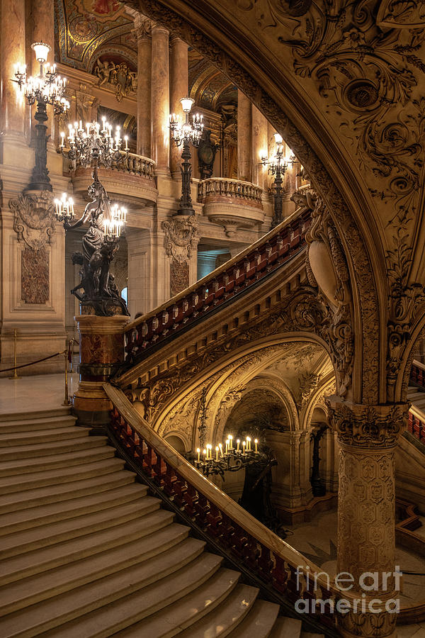 Paris Opera House Photograph - Paris Opera House Grand Stairwell Descending to the Pythia Basin by Mike Reid