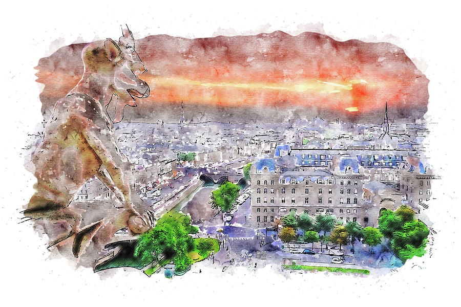 Paris Panorama - 21 Painting by AM FineArtPrints