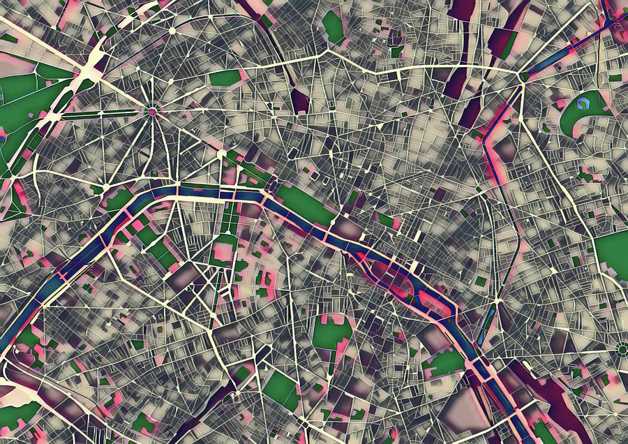Paris Pop Art City Map Digital Art by Christian Pauschert