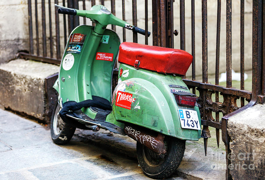 Paris Retro Thrasher Scooter in the Latin Quarter Photograph by John Rizzuto