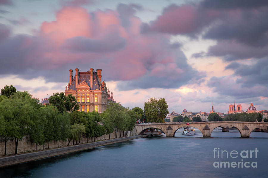 Paris - River Seine - Colorful Evening Photograph by Brian Jannsen