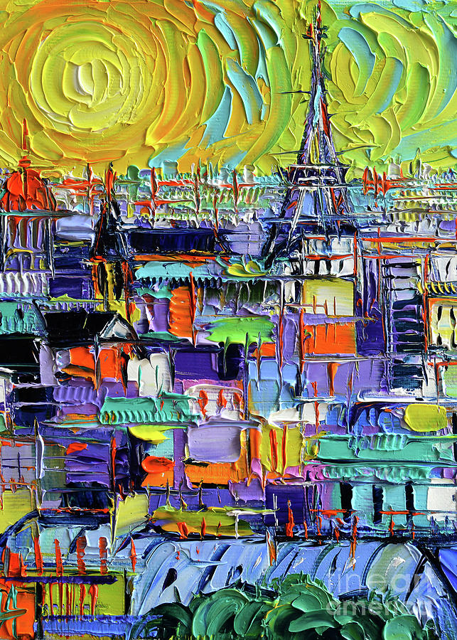 PARIS ROOFS IN SUNLIGHT oil painting detail Mona Edulesco Painting by Mona Edulesco