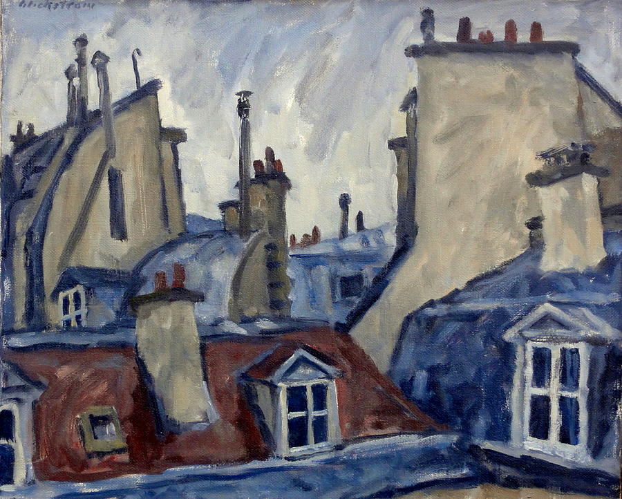 Edward Hopper Painting - Paris Rooftops/Plein Air Cityscape Painting by Thor Wickstrom