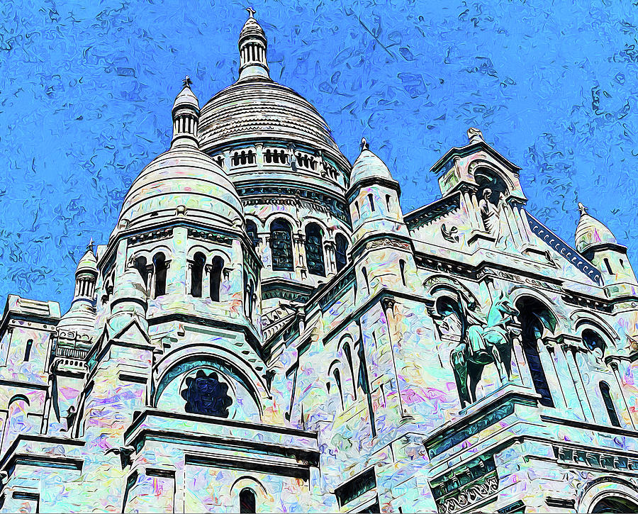 Paris, Sacre Coeur Basilica in Montmartre Painting by AM FineArtPrints
