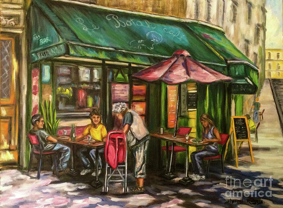 Paris Sidewalk Cafe Painting by Sherrell Rodgers