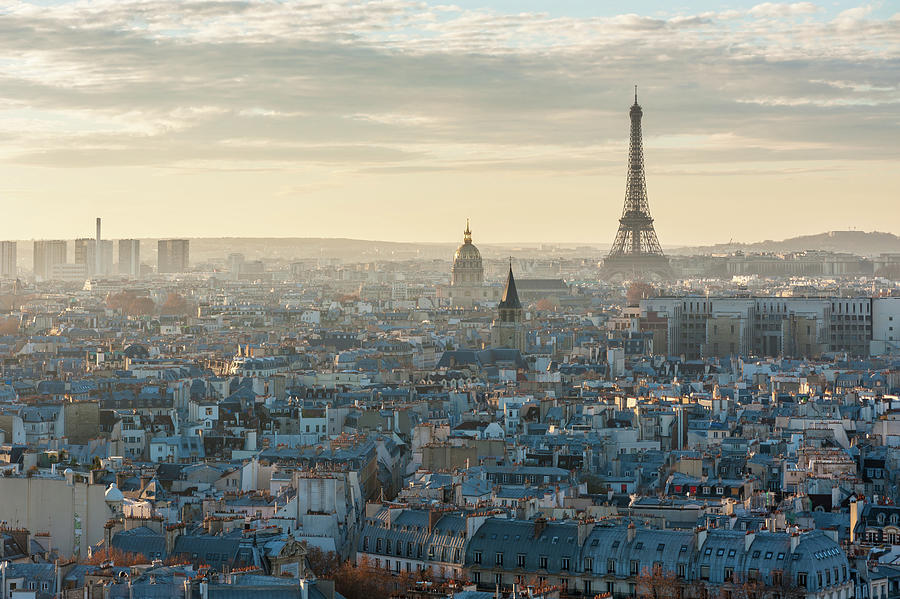 Paris skyline aerial view with the eiffel tower Photograph by Philippe Lejeanvre