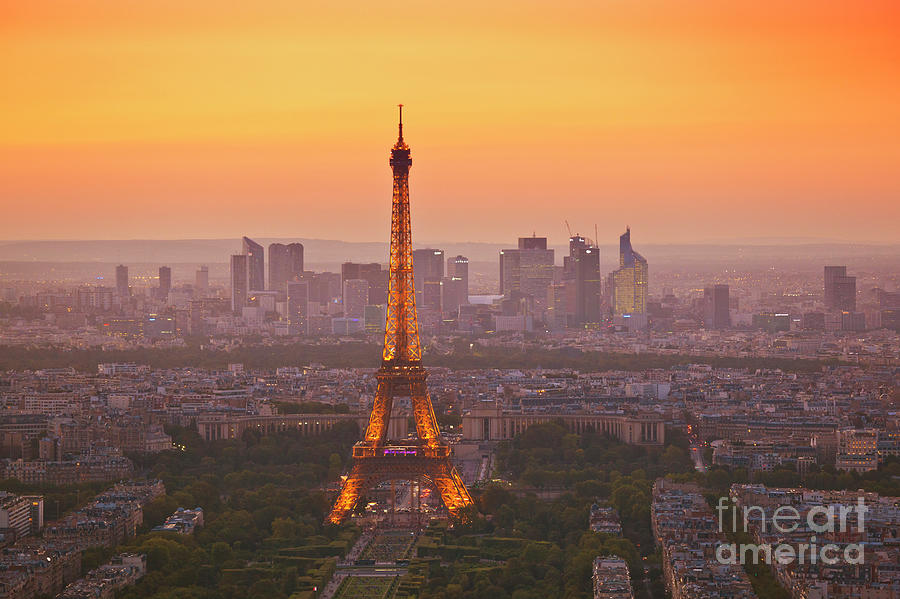 Paris skyline and Eiffel Tower at sunset, Paris, France Photograph by Neale And Judith Clark